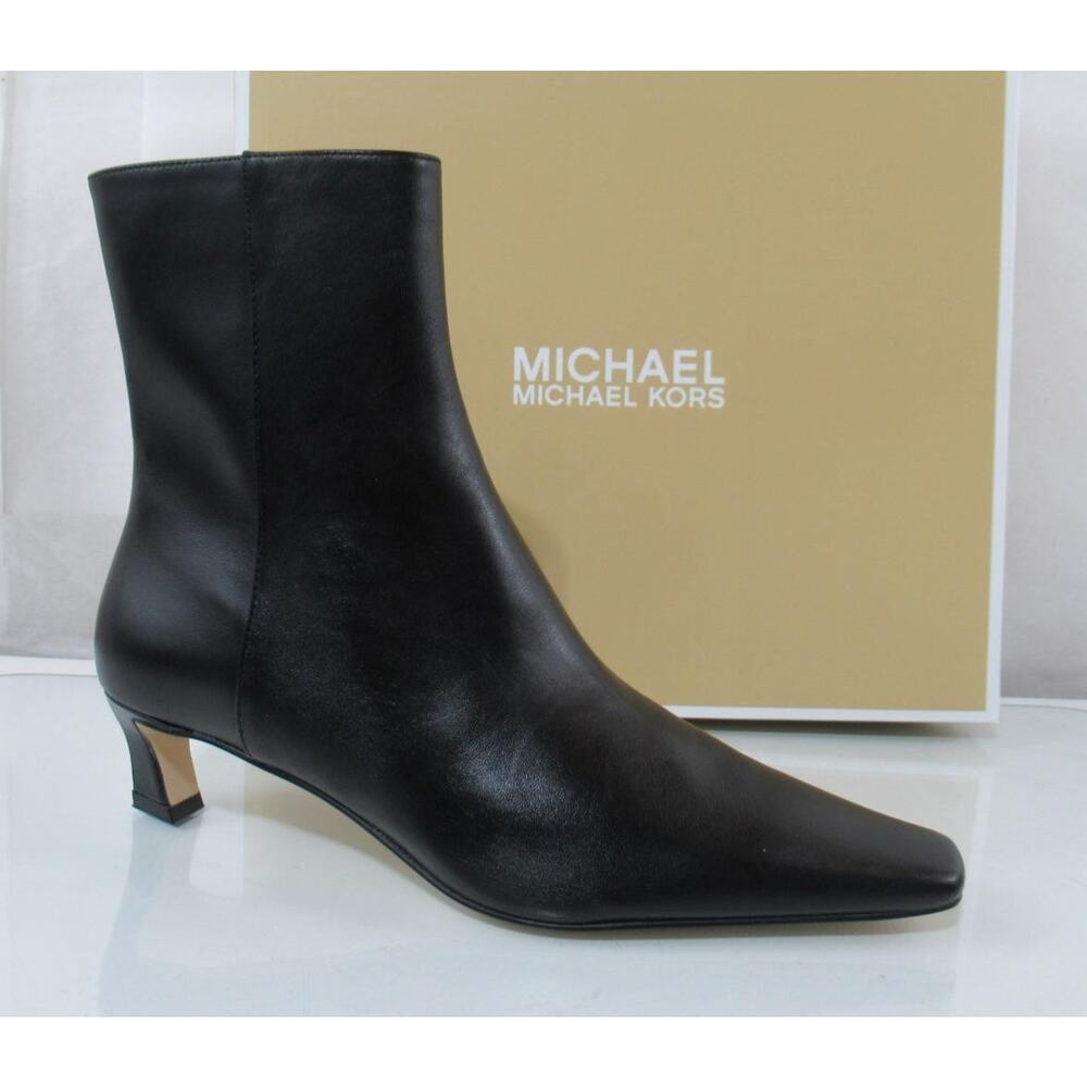 Michael Kors Cosmo Kitten Bootie Ankle Zip Boots Leather Black Size 7